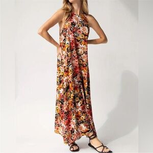 NATURAL LIFE Red and Orange Halter Maxi Sundress